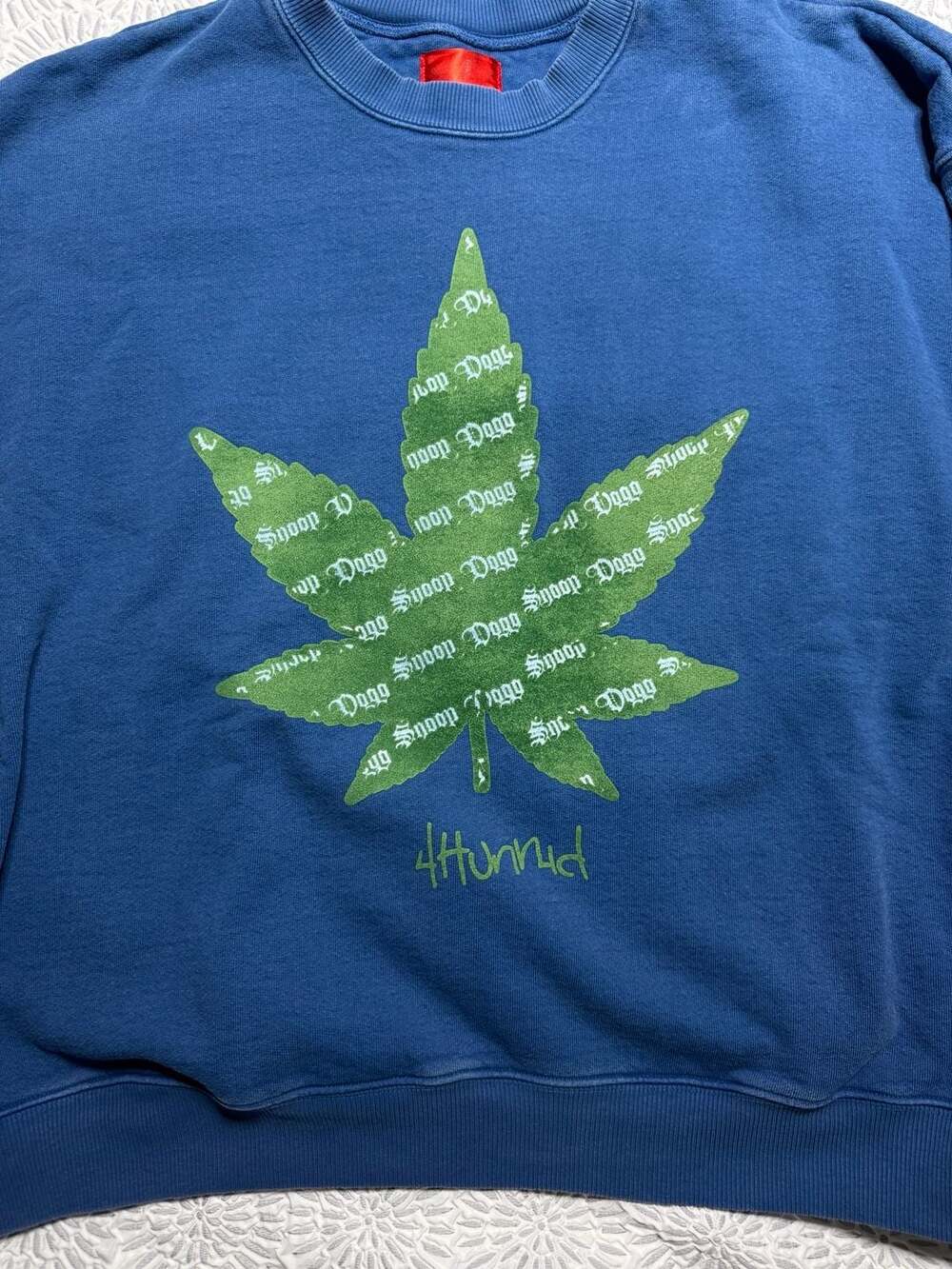 4Hunnid x Snoop Dogg Leaf Crewneck Sweatshirt Blue XL